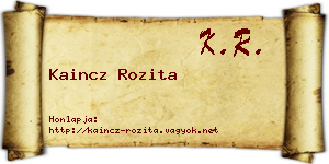 Kaincz Rozita névjegykártya